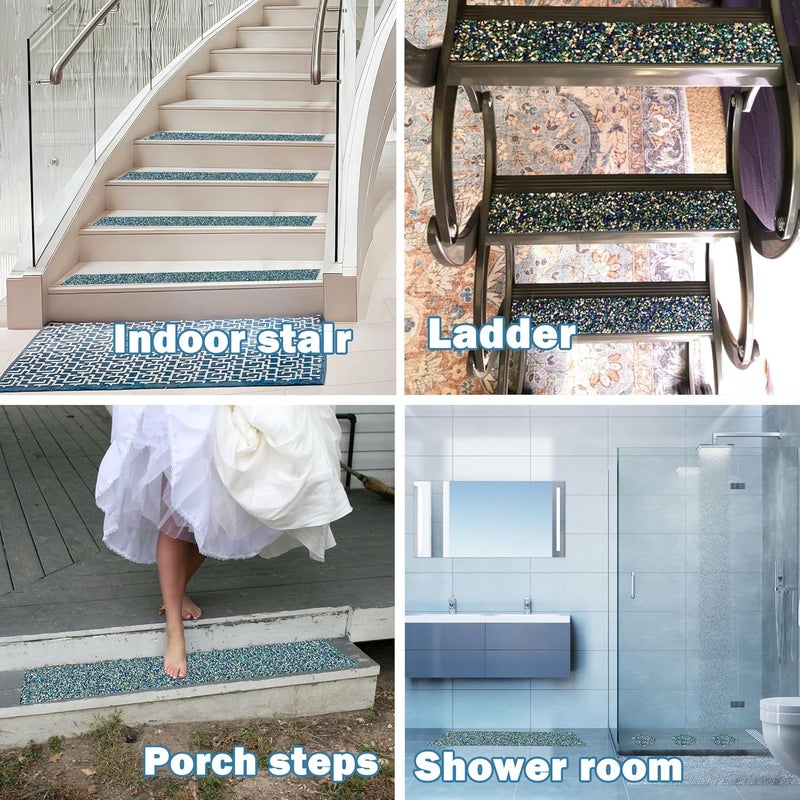 CHUANGSEED Blue Rubber Anti-Slip Tape 6" x 15ft Multi-Purpose Heavy Duty, Outdoor/Indoor Waterproof, Safety Anti-Slip Tape for Stair Tread Traction, Pool,Trail, Bathroom, Wooden Stair - Image 4
